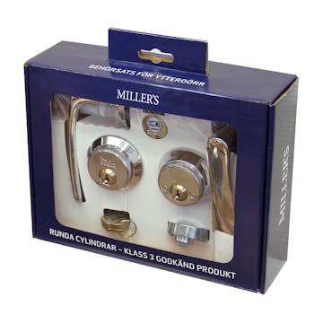 Behörssats Millers för ytterdörr Rund Krom